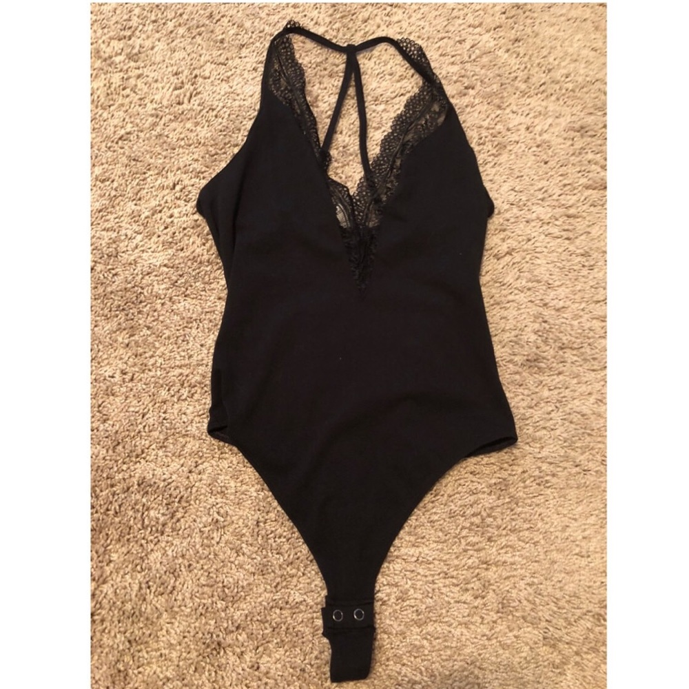Black lace body suit
